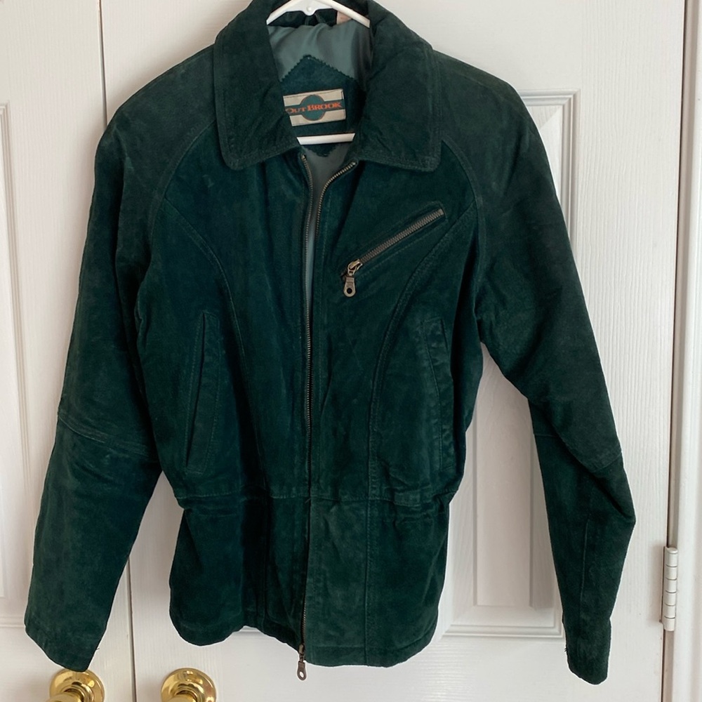Vintage Outbrook 100% Leather Jacket Dark Green - Small